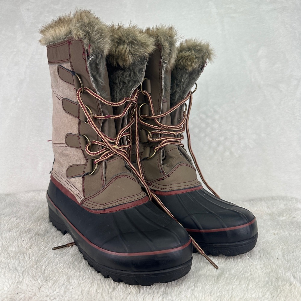 Khombu North Star  Snow Boots 9M Faux Fur Trim Lace Up Winter Weather Outdoors